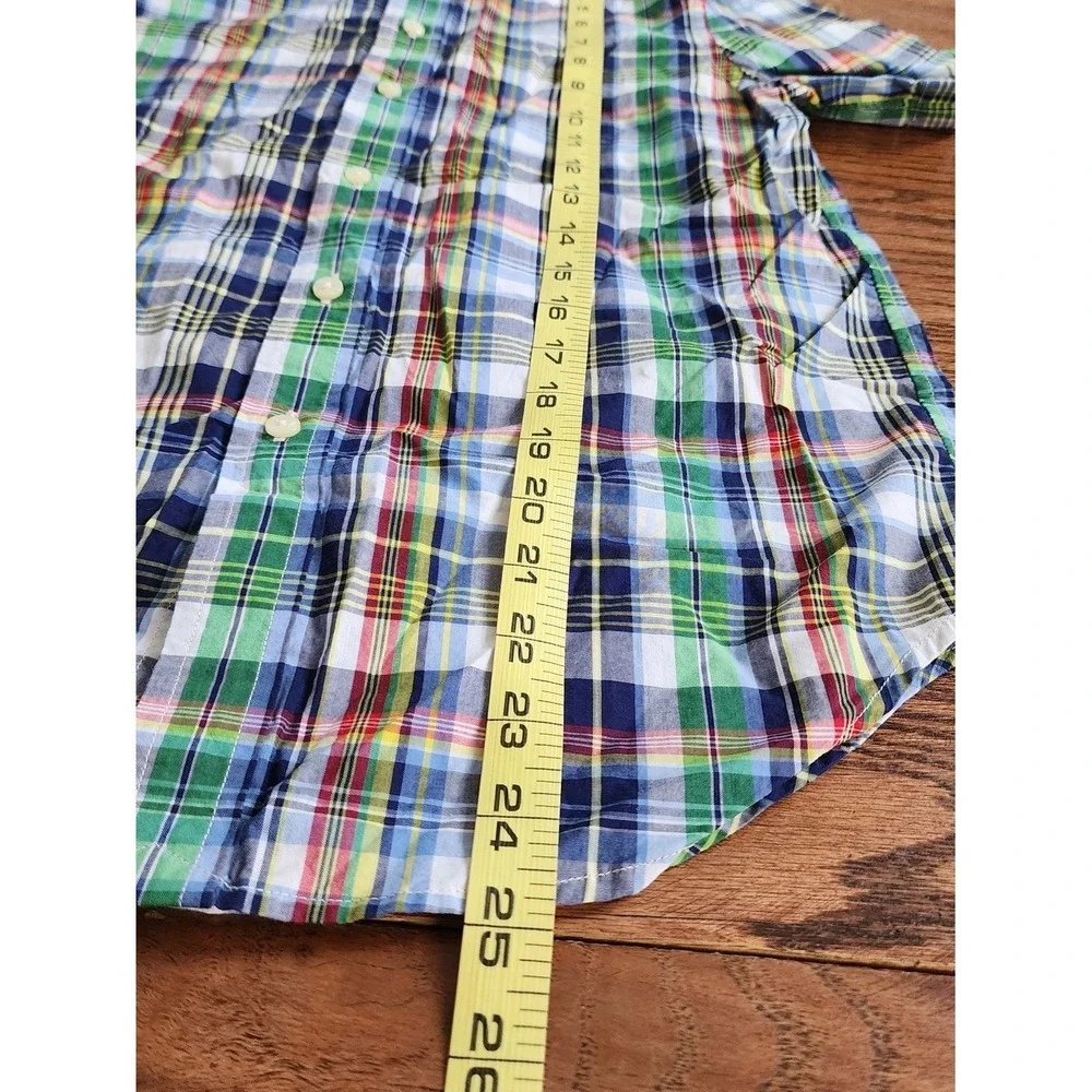 Ralph Lauren Button Down Kids M 10-12 Multi-Color Plaid Preppy Classic Madras